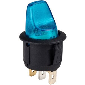 SPST Round Toggle Switch w/Blue Illumination 12VDC